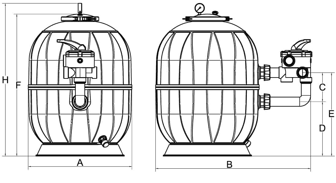 Dimensions du filtre à sable pour piscine AQUARIUS